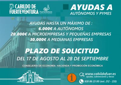 cartel AYUDAS AUTÓNOMOS PYMES 